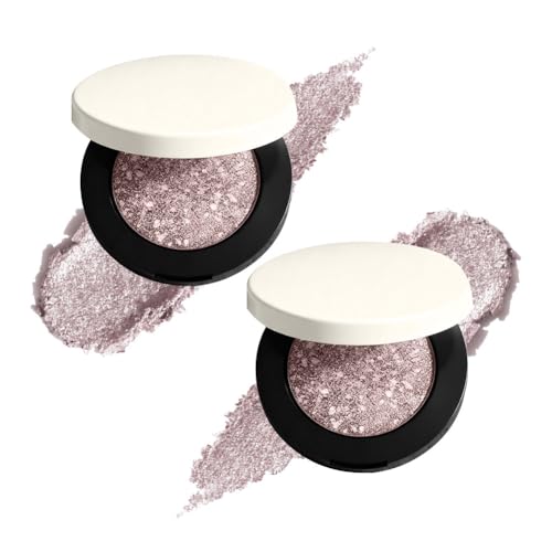 Wenrny Multi-Chromatic Glitter Shimmer Eye Shadow,2 Pcs Rose Gold/Natural Shimmer Eyeshadow Palette Makeup-Long Lasting,Waterproof and High-Pigment Metallic Glitter Eye Shadow for Women (Rose Gold)