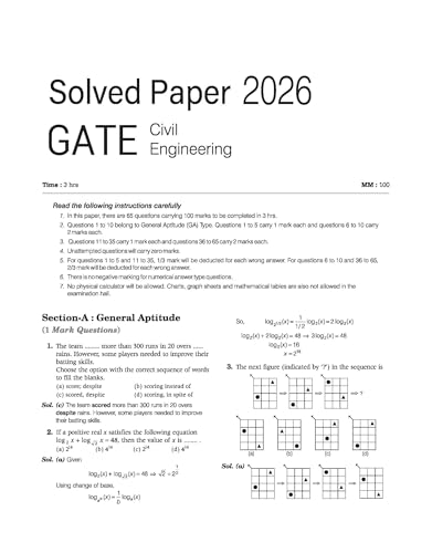 Image of Arihant GATE Civil Engineering Solved Papers 2026 |Chapterwise & Yearwise PYQs (2000-2026) | Detailed Explanations as per GATE Pattern | Previous Years Papers Book by Lalit Jain