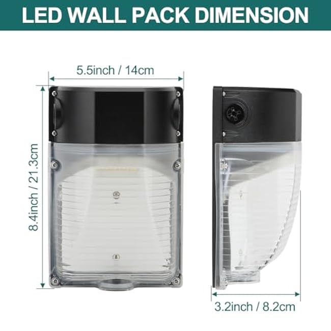 LED Wall Pack Light 30W 25W 15W Adjustable, Dusk-to-Dawn Photocell, 3000K 4000K 5000K CCT Adjustable, 3600lm 120V IP65 Waterproof Outdoor Wall Light for House, ETL Listed
