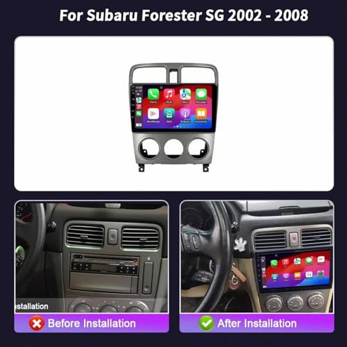 Radio Coche 2 DIN Subaru Forester 2002-2008 Carplay Inalámbrico Mirror Link Cámara Trasera 32G 2