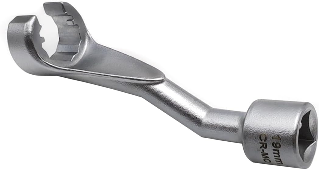 JEUCLEL 19mm 1/2" Dr. Common Rail Injection Fuel Line Nut Socket, 12 Point Injection Line Flare Nut Wrench Open Type for Mercedes-Benz Diesel Engine, Injector Line Removal Tool Opening Socket