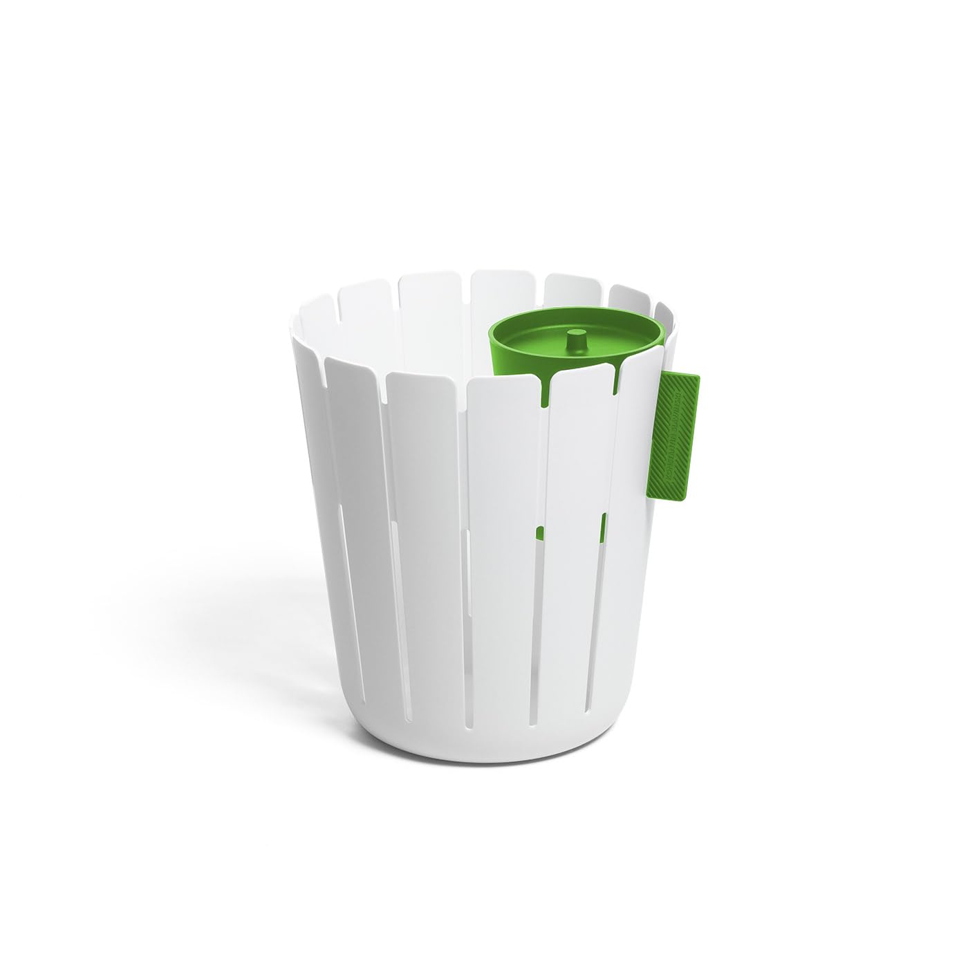 BasketBin Papierkorb aus Polypropylen, 31,5x31,5x35cm, Grau/Weiß/Schwarz/Rot/Grün, Doppelbehälter-System für Mülltrennung, Büro (Weiß/Grün)