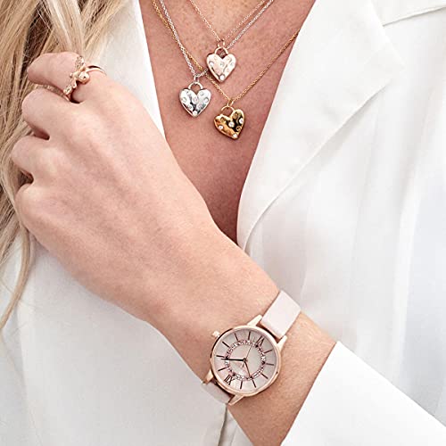 Image of Olivia Burton Wonderland Qtz Basic Blush Mother of Pearl & Stone Round Dial Women's Analog Watch|Pearl Pink Leather Material|Pink Color Band - OB16WD93