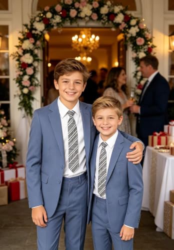 Image of Kids Suits for Boys Summer Dress Clothes Toddler Boy Tuxedo Wedding Outfit | beach wedding guest ring bearer outfit, boys formal dress clothes, teen back to school homecoming suit, slim fit 3 piece set