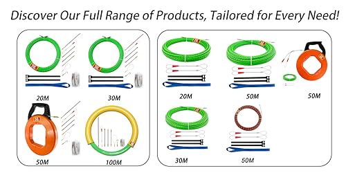 Kabeleinziehhilfe 20m,Einziehspirale,Einziehfeder,Polyester Zugdraht Fish Tape Einziehhilfe FüR Kabel Mit 7 FüHrungsfedern (4.5mm 20M)