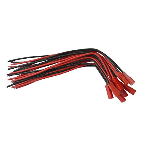 Vimvip® 10 Pairs 180Mm Silica Silicone Jst Connector Plug Cable Line Male+Female For Rc Bec Lipo，Resistance High Temperature And High Pressure 200C 600V #TOP7