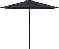 Vista 28 de Tempera Sombrillas de patio a rayas para exteriores, con manivela y botón de inclinación, inclinación automática, 8 varillas de acero, toldo de alta