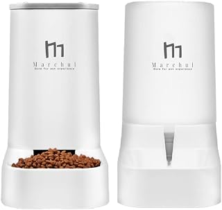 Marchul Cat Dog Feeder and Waterer Pet Self-Dispensing, Cat Food Dispenser, Automatic Cat Feeders, Outdoor Sun Protection Design Gravity Food Feeder and Waterer Set (Feeder+Waterer)