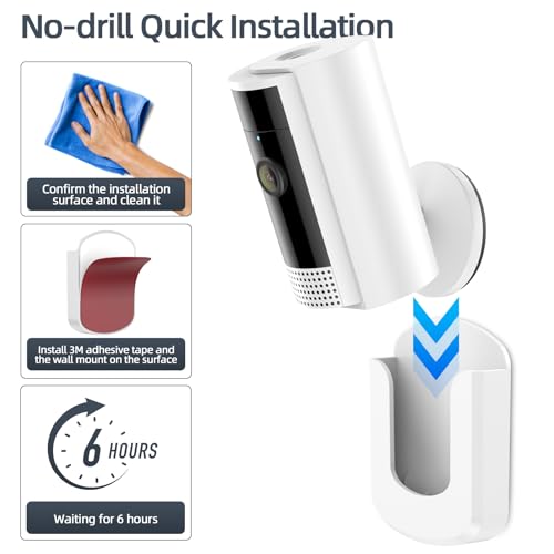 No Drill Ring Indoor Cam Adhesive Wall Mount Bracket - No Screws Needed, Easy Install - Compatible with Ring Cameras(1st Gen and 2nd Gen) for Home Surveillance (3 Pack) - Thumbnail 5