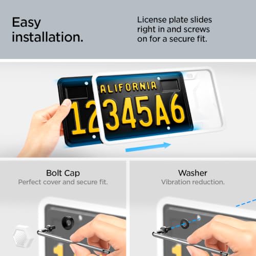 Image of Spigen 1 Pack Car License Plate Frame Holder Screws & Install Kit - White