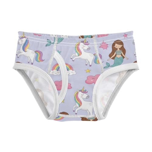 CHIFIGNO Briefs for Boys Cute Mermaid Unicorn Purple Cotton Boys' Underwear Soft Breathable Brief Underwear