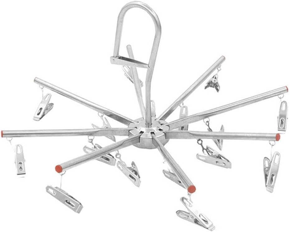 16/35 Clips Laundry Rack Foldable Sock Clothes Airer Folding Hanger Drying Hanger Clothes Underwear Socks Holder(E,38 * 38 * 18cm)