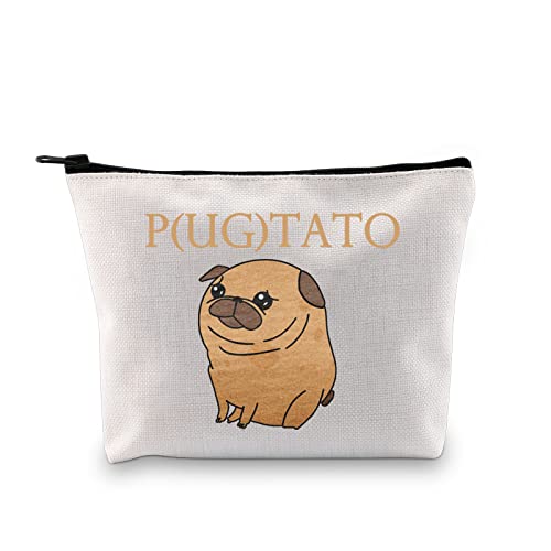 XYANFA Pugtato Makeup Bag Funny Pug Gift Pug Lover Gift Pug Owner Gift Pug Zipper Pouch Gift For Pug Enthusiast (P(UG) TATO)