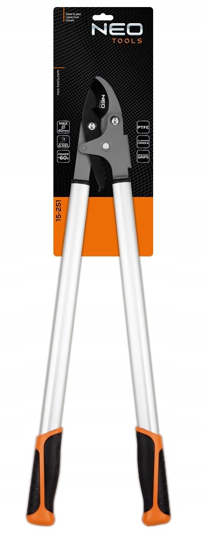 NEO TOOLS Cesoie per potatura bypass 765 mm, diametro massimo di taglio 40 mm, lame con rivestimento antiaderente, bracci in alluminio, impugnature antiscivolo, lama per legno fresco
