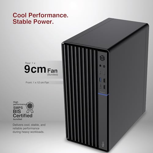Image of FINGERS TopTier-T1 Micro-ATX PC Cabinet (Metal Panels, Pre-Installed Rear Fan, High-Efficiency SMPS Bundled, USB 3.0 + Type-C Ports, Durable & Upgrade-Friendly Design), Rich Black