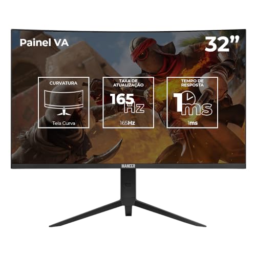 Monitor Gamer Curvo Mancer Valak com 240Hz, 1ms, tela 27 Polegadas Full HD