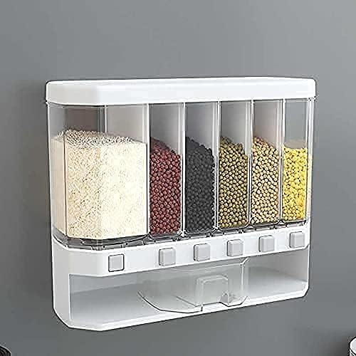 PRAMUKH VARNI Kitchen 6 Grid Dry Food Dispenser Space Saving Food Storage Containers for Cereal, Rice, Nuts, Candy, Coffee Bean, Snack, Grain