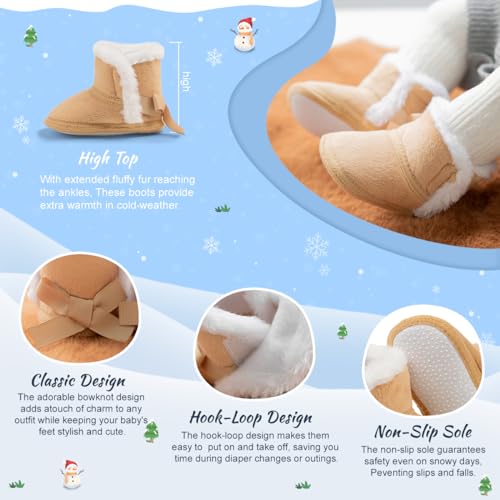 Infant Unisex Warm Fur Lining Soft Boots Baby Winter Ankle Non-Slip Rubber Texture Sole Toddler Winter Snow Crib Shoes3