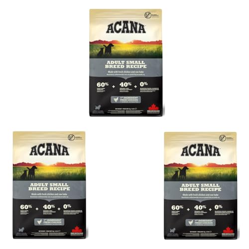 Acana Adult Small Breed Recipe | Paquete Triple | 3 x 340 g | Pienso seco para...