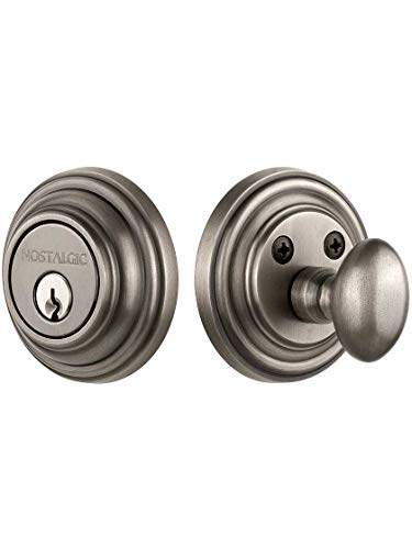 Image of Nostalgic Warehouse Classic Rosette Single Cylinder Deadbolt, Antique Pewter
