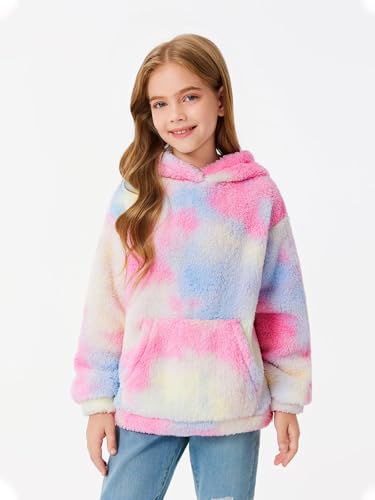 Image of Makkrom Boys Girls Sherpa Fleece Hoodies Pullover Sweatshirts with Pockets | Fuzzy Soft, Cozy Warm, Kids Hoodie Outfits, Kangaroo Pocket, Solid, Tie-Dye, Casual, Loose, Toddler, little Kid, Big Kid