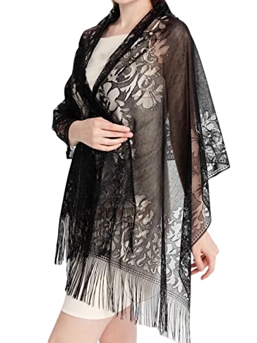 heekpek Sjaal voor dames, licht, zijdesatijn, elegante oversized stola, feestelijke omslagdoek voor dames, glitter, lange sjaal voor het hele jaar heekpek Sjaal voor dames, licht, zijdesatijn, elegante oversized stola, feestelijke omslagdoek voor dames, glitter, lange sjaal voor het hele jaar