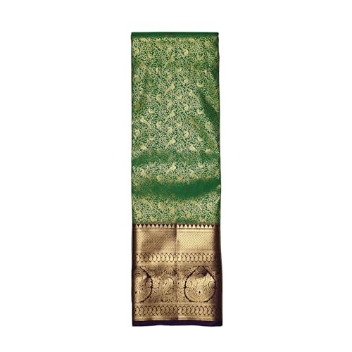 Traditional Kanchipuram pure silk saree with Golden Zari Parrots design with contrast zari pallu, blouse for w