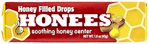 Honees Honey Filled Drops, Honey Cough Drops with Real Honey-Natural Sore Throat Relief-Nothing Artificial-Throat Coat Lozenges, Natural Cough Suppressant, Non-GMO, Gluten Free (1 Pack â€“ 9 Drops)