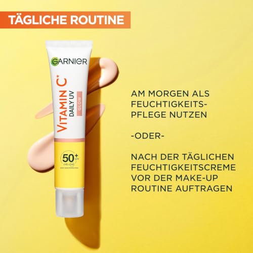 Garnier Vitamin C Tägliches Sonnenfluid, LSF 50+, Schützt und korriegiert Schäden durch die Sonne, Gleicht den Hautton aus… – Ansicht 5