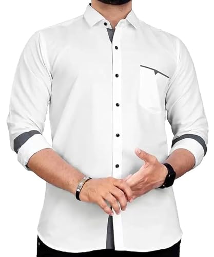 CB-COLEBROOK Men's Regular Fit Solid Spread Collar Cotton Casual Shirt