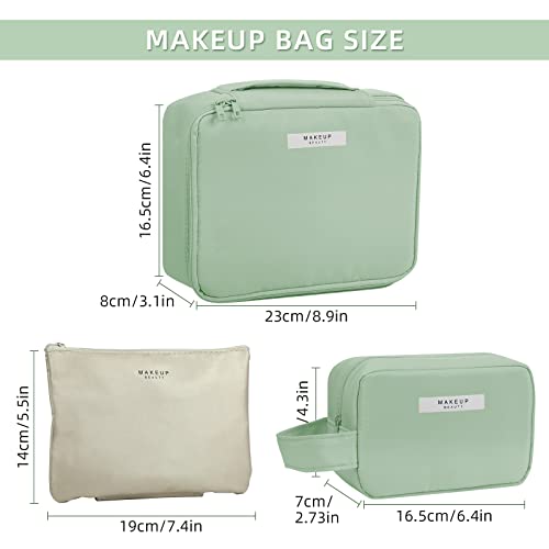 2 Stück Kosmetiktasche wasserdichte Make-up-Tasche Tragbare Schminktasche für Damen und Mädchen, Grün