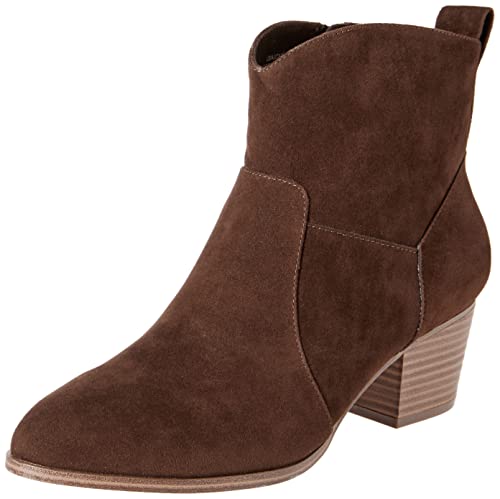 Amazon Essentials Botines Vaqueros con Tacón Apilado Mujer, Marrón Tofe Oscuro, 35 EU