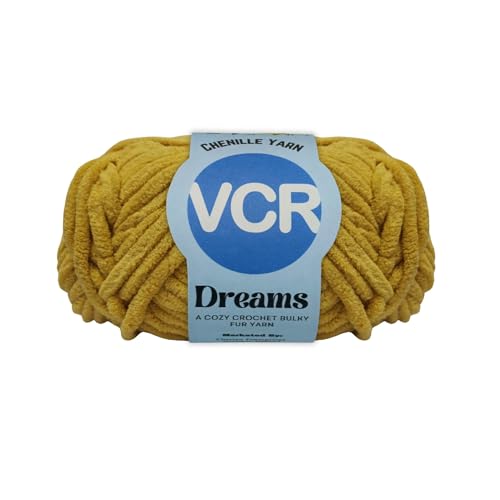 Image of VCR Yellow Mastard, 100 Grams Hank, 60 Meters Length, Premium Polyester Ball for Crochet and Knitting, Pack of 1 Yarn, Soft and Bulky Fur Suitable for DIY