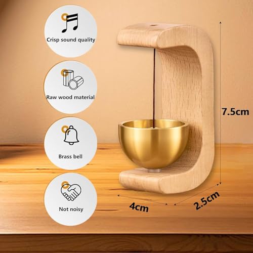 Image of Beech Wooden Wireless Door Bell, Self Adhesive Magnetic Doorbell, Dopamine Entrance Doorbell for Home & Store, No-Wire Decorative Doorbell, Multifunctional Vintage Door Chime | Ideal Gift
