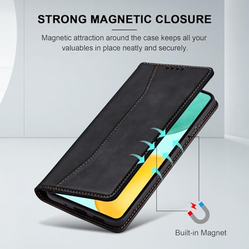 Image of Jasonyu Case for Honor X6c Leather Wallet Flip Cover with Card Holder,Kickstand, Magnetic Closure,TPU Shockproof Phone Case (Black)
