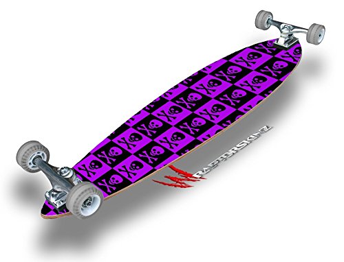 Skull Checkers Purple - Decal Style Vinyl Wrap Skin fits Longboard Skateboards up to 10