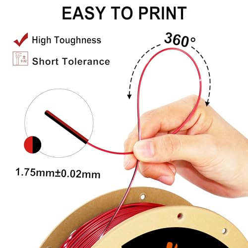 Image of LOVOON PLA 3D Printer Filament Silk Bundle 2KG, PLA Filament 1.75mm Shiny Dual Color Change by Angle, 3D Printing Filament Bundle of Silk Black /Red, 1KG X 2 Spools