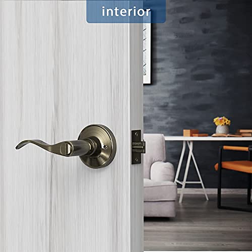 Ohuhu Keyed Door Knob Lever With Lock And Key+Dummy Door Knob, Closet Door Handle, 2 Pieces Door Lever #TOP3