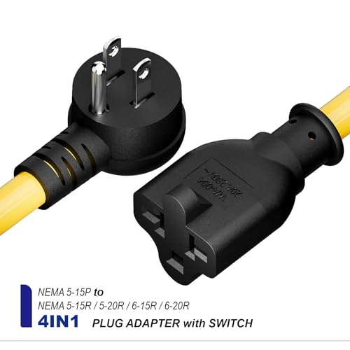1.5Ft SJTW 12AWG Extension Cord, Inline Switch, 4-in-1 T-Blade Female by DEALTUS - Used condition - Image 4
