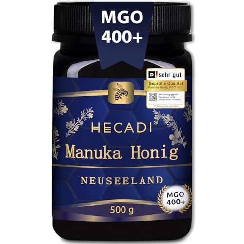 Hecadi® Manuka Honig 400+ MGO 500g XXL Monofloral Honig aus Neuseeland 100% Pur mit zertifiziertem und Garantiertem Inhalt von MGO