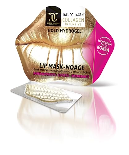 NATUR UNIQUE Ialucollagen Intensive Lip Mask -NoAge – Maschera Labbra con 8 tipi di Acido Ialuronico Labbra e Collagene, Rimpolpante Labbra, Idratante e Anti-Età - Patch Labbra Monouso