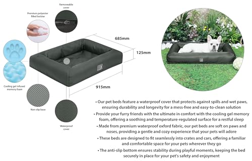 Bestfor Orthopaedic Pet Bed. Removable Waterproof Cover, Cooling Gel Memory Foam, Eggcrate Style, Dog Bed and Bolster Sofa, Full Spine Support, Non-Skid Bottom, Ideal for Crates, Soft and Cozy Large - Image 3