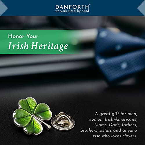 DANFORTH Four Leaf Clover Lapel Pin | Handcast Pewter Shamrock Lapel Pin, 3/4", Made in USA by Vermont Artisans | Lucky Irish Souvenir, St. Patricks Day Accessories4