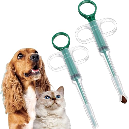 2PCS Pet Pill Plunger Popper cat pill popper cat tablet dispenser. Reusable pill popper for cats. Soft-tipped green pill plungers designed for safe. Easy medication administration to cats and dogs.