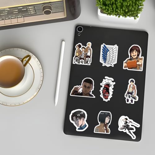 Image of 23PCS Anime Attack on Titan Stickers for Laptop Phone Case Laptop, Journal, Bike Helmet, Diary, Guitar, Mobile Case -Waterproof Residue Free Levi Anime Aesthetic Stickers
