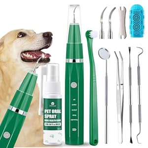 Dog teeth cleaning kit with pet oral spray dog dental care plaque remover for teeth cleans and relieves tooth sensitivity universal for dogs cats dark green  urban country home decor