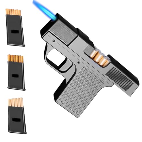 Tactical-Style Torch Lighter & Cigarette Case Combo Windproof Blue Jet Flame Multi-Function Tool Ergonomic Zinc Alloy Body Unique Birthday for Men(No Fuel)
