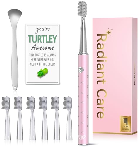 JTF Sonic Electric Toothbrush for Adults: 6 Brush Heads, 3 Brushing Modes, 2-Min Smart Timer, IPX7 Waterproof and Tongue Scraper, Deep Cleaning & Whitening, Rechargeable Toothbrush for Teeth & Braces