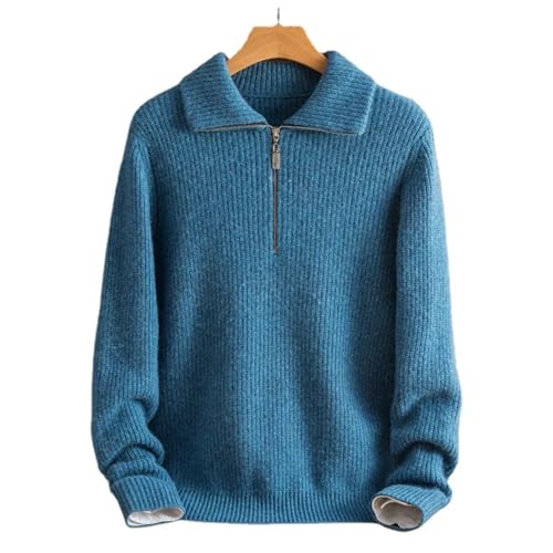 Pull 100% cachemire pour hommes de grande taille, tricot d'hiver chaud à fermeture éclair - 5