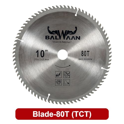 Image of Balwaan Krishi 80 Teeth TCT Blade for Brush Cutter /Crop Cutter Attachment (80Tx10'') /Heavy Duty Blade /Suitable for All Types of Brush Cutter